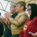 Bupati Luwu Timur, Irwan Bachri Syam (tengah) saat menghadiri upacara peringatan Hardiknas 2025 di Lapangan Wasuponda, Luwu Timur, Jumat 2 Mei 2025.