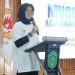 Kepala Disparbudmudora, Andi Tabacina menyampaikan sambutan pada Musorkablub 2025 KONI Luwu Timur, Minggu 15 Juni 2025. (Foto: jaeja.id)