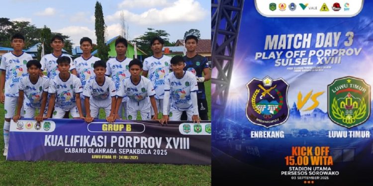 Link live streaming Enrekang vs Luwu Timur, laga pamungkas Grup G babak play off Porprov Sulsel, Rabu 3 September 2025.