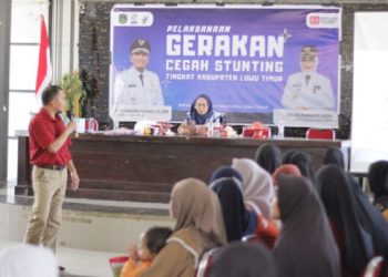 Kegiatan Penggerakan Cegah Stunting bagi Ibu Hamil, ibu bayi balita dan Remaja Putri, yang dilaksanakan pada Kamis (7/08/2025) di Aula Kecamatan Wotu. (Foto: Warta Lutim)