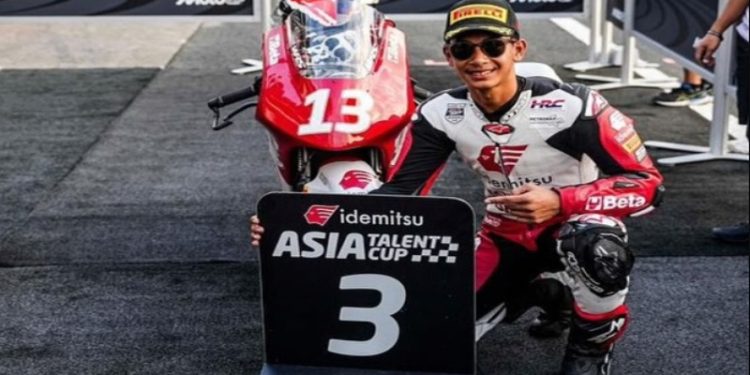 Badly Ayatullah, rider asal Luwu Timur raih podium 3 Asia Talent Cup 2025 di Sirkuit Motegi Jepang, Sabtu 27 September 2025. (Foto: IST)
