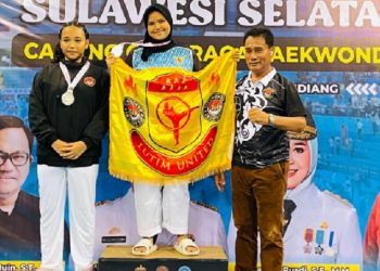 Atlet taekwondo Luwu Timur meraih prestasi gemilang di babak kualifikasi Porprov Sulsel 2026, di GOR Sudiang Makassar, 28-30 November 2025. Foto: IST
