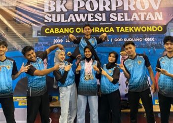 Sejumlah atlet taekwondo Luwu Timur yang baru saja keluar sebagai juara 2 pada babak kualifikasi Porprov Sulsel 2025, Minggu 30 November 2025. Foto: IST