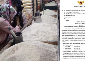 Bupati Luwu Timur menerbitkan surat edaran untuk memastikan pedagang jual beras sesuai HET.