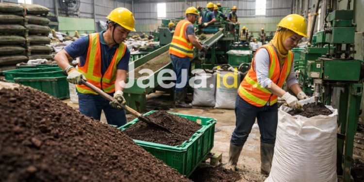 Ilustrasi pabrik pupuk organik yang akan dibangun di Desa Kanawatu, Kecamatan Wotu, Luwu Timur. Foto: AI/Jaeja.id