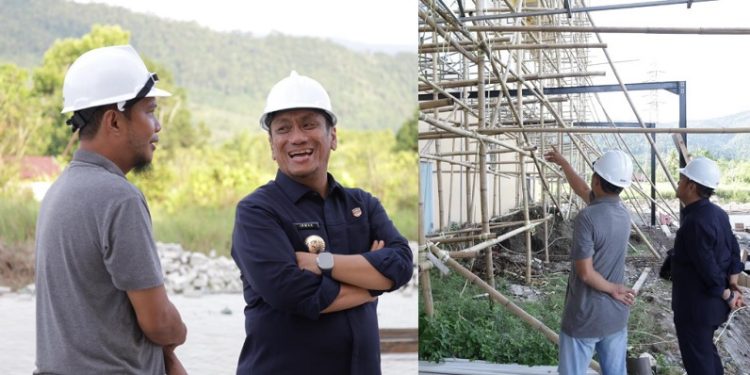 Bupati Luwu Timur, Irwan Bachri Syam meninjau progres pembangunan Rumah Sakit Gigi dan Mulut Atue, Malili, Kamis (27/11/2025). Foto: Warta Lutim