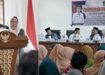 Wakil Ketua II DPRD Luwu Timur, Harisa Suharjo, berbicara soal pentingnya peran Gen Z dalam demokrasi, pada Sosialisasi Pendidikan Politik yang digelar Badan Kesbangpol Luwu Timur, Senin (01/12/2025). Foto: Warta Lutim