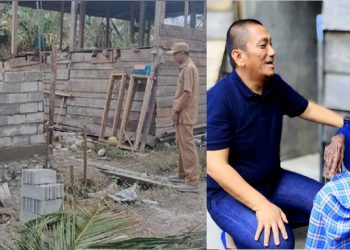 Camat Kalaena, Marsuki meninjau progres bedah rumah nenek Jahira yang sebelumnya sudah ditemui langsung Bupati Luwu Timur, Irwan Bachri Syam.