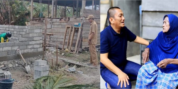 Camat Kalaena, Marsuki meninjau progres bedah rumah nenek Jahira yang sebelumnya sudah ditemui langsung Bupati Luwu Timur, Irwan Bachri Syam.