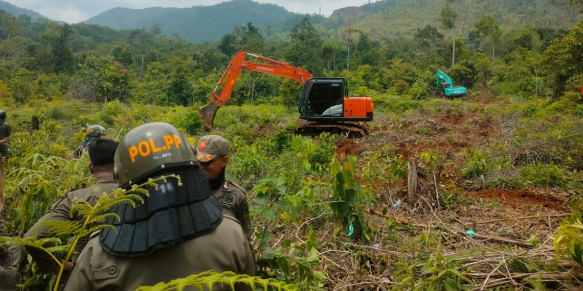 Kegiatan land clearing atau pembersihan lahan PSN PT IHIP di kawasan Lampia, Desa Harapan, Kecamatan Malili, Rabu 29 April 2026. Foto: Jaeja.id