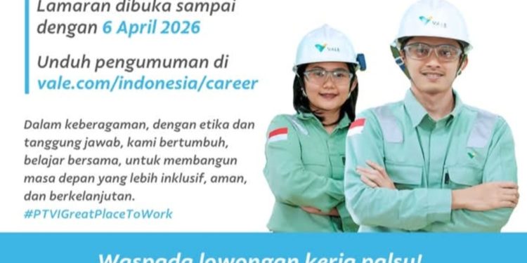 PT Vale buka lowongan kerja untuk JV Project Engineer.