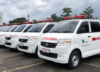 Ilustrasi jejeran ambulans program PPM PT Vale Indonesia Tbk.