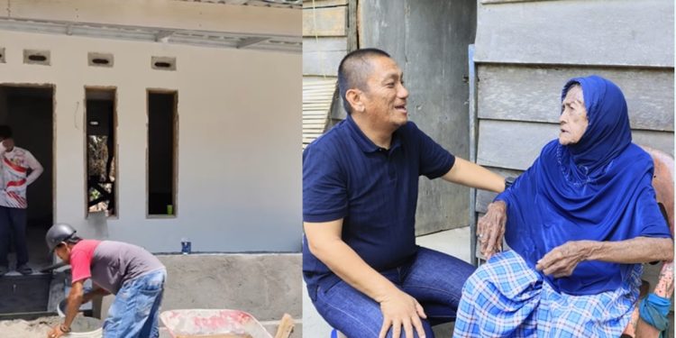 Pembangunan rumah layak yang dijanjikan Bupati Luwu Timur bagi Jahirah, nenek 102 tahun di Kecamatan Kalaena sudah hampir rampung.