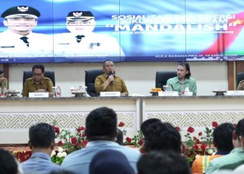 Pemkab Luwu Timur menggelar sosialisasi Program MANDALISH di Aula Sasana Praja, Kantor Bupati Luwu Timur, Selasa (14/04/2026). Foto: Kominfo-sp
