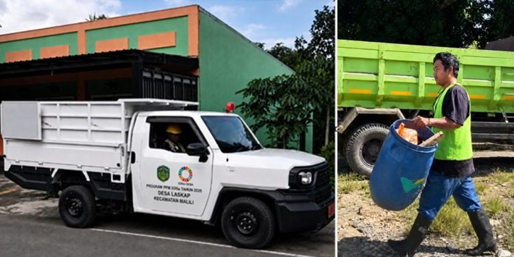 Mobil sampah bantuan PT Vale Indonesia mulai beroperasi di Desa Laskap, Senin 04 Mei 2026. Foto: IST