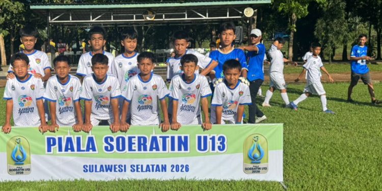Skuad Perslutim Luwu Timur U13 yang tampil di Piala Soeratin U13 Sulsel 2026. Foto: Askab PSSI Lutim