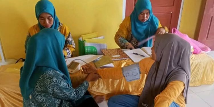 TP PKK Desa Lampenai menginisiasi pemeriksaan kesehatan rutin terhadap warga terutama balita dan lansia. Foto: IST