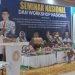 Bupati Luwu Timur, Irwan Bachri Syam ketika membuka seminar dan workshop nasional yang diadakan PGRI Lutim di Gedung Matano Player, Sorowako, Rabu (06/05/2026). Foto: jaeja.id
