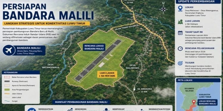 Rencana pembangunan Bandara Malili di Kecamatan Angkona Luwu Timur.