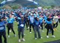 Peserta EnriRun 2026 juga ikut senam Bersama di Desa Kolono, Kecamatan Bungku Timur, Kabupaten Morowali, Minggu 7 Juni 2026. Foto: Comms Team Vale
