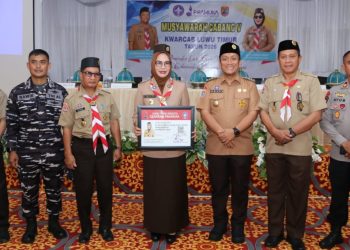 Ani Nurbani Irwan terpilih aklamasi sebagai Ketua Kwarcab Pramuka Luwu Timur periode 2026-2031 dalam Muscab V di Aula Dinas Pendidikan dan Kebudayaan, Selasa (12/05/2026). Foto: Kominfo-SP
