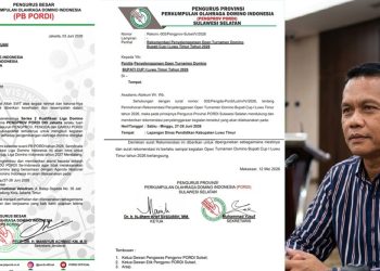 Ketua Panitia Turnamen Domino Bupati Cup Luwu Timur 2026, Najamuddin menanggapi terbitnya imbauan PB Pordi.