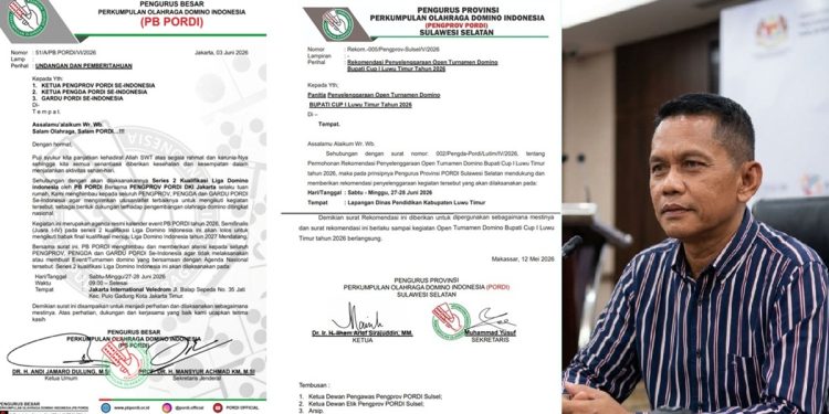 Ketua Panitia Turnamen Domino Bupati Cup Luwu Timur 2026, Najamuddin menanggapi terbitnya imbauan PB Pordi.