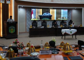 Suasana rapat paripurna penetapan tiga Peraturan Daerah sebagai dasar pembangunan dan pelayanan public, Senin (29/06/2026). Foto: Warta Lutim