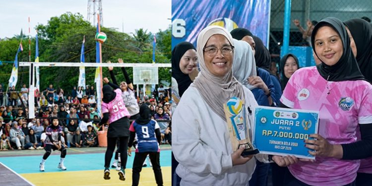 Anggota DPRD Luwu Timur Erni Malape menghadiri final Turnamen Bola Voli Ibas Cup 2026 di Desa Ledu-Ledu, Senin (13/07/2026).