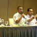 Bupati Luwu Timur, Irwan Bachri Syam, memaparkan pelaksanaan program jaminan sosial ketenagakerjaan pada tahapan wawancara Jamsostek Award tingkat Sulsel di Hotel The Rinra, Makassar, Rabu (22/07/2026). Foto: Warta Lutim