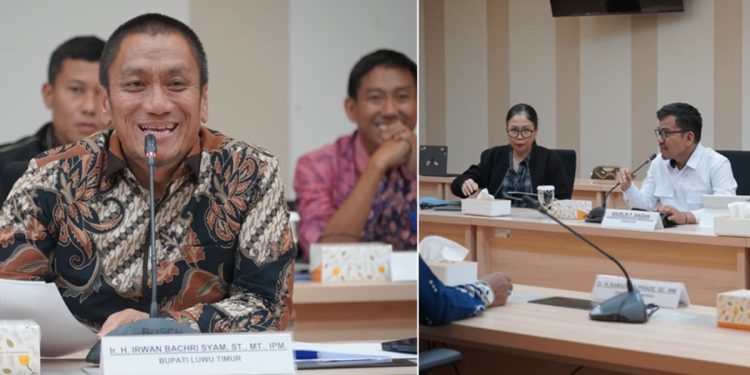 Bupati Luwu Timur, Irwan Bachri Syam Bersama rombongan menemui KomnasHAM terkait penyediaan lahan PSN IHIP Desa Harapan, di Jakarta, Jumat (17/07/2026). Foto: Warta Lutim