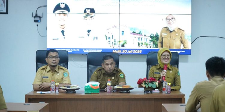 Studi komparatif Pemerintah Kabupaten Luwu terkait penerapan absensi digital ASN, di Aula Media Center Dinas Kominfo SP Luwu Timur, Malili, Senin (20/7/2026). Foto: Warta Lutim