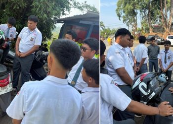 KBO Satlantas Polres Luwu Timur Ipda Andi Nasaruddin memberikan edukasi tertib berlalu lintas kepada pelajar SMA. Foto: IST